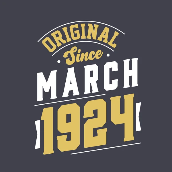 Ursprunglig Sedan Mars 1924 Född Mars 1924 Retro Vintage Födelsedag — Stock vektor