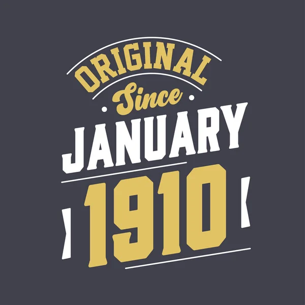 Original Desde Enero 1910 Nacido Enero 1910 Retro Vintage Cumpleaños — Vector de stock