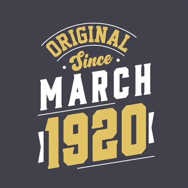 Original Depuis Mars 1920 Mars 1920 Retro Vintage Anniversaire — Image vectorielle