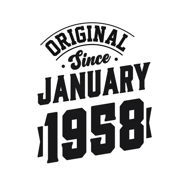 Ocak 1958 Doğdu Retro Vintage Birthday Orijinal Ocak 1958 Den — Stok Vektör