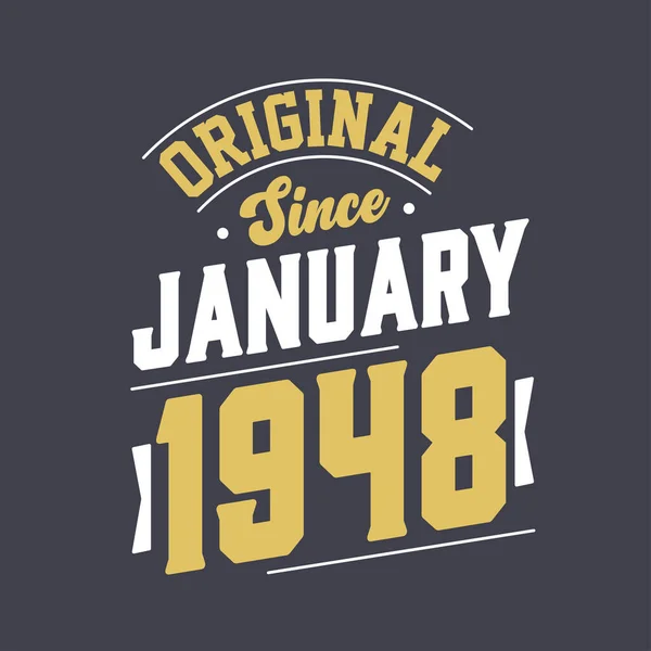 Origineel Sinds Januari 1948 Geboren Januari 1948 Retro Vintage Verjaardag — Stockvector