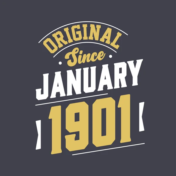 Oryginalny Stycznia 1901 Urodzony Styczniu 1901 Retro Vintage Birthday — Wektor stockowy