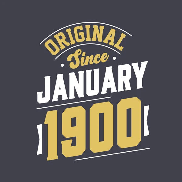 Origineel Sinds Januari 1900 Geboren Januari 1900 Retro Vintage Verjaardag — Stockvector