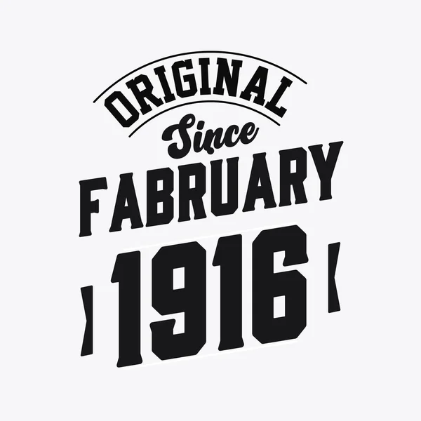 Doğum Tarihi Şubat 1916 Retro Vintage Birthday Şubat 1916 — Stok Vektör