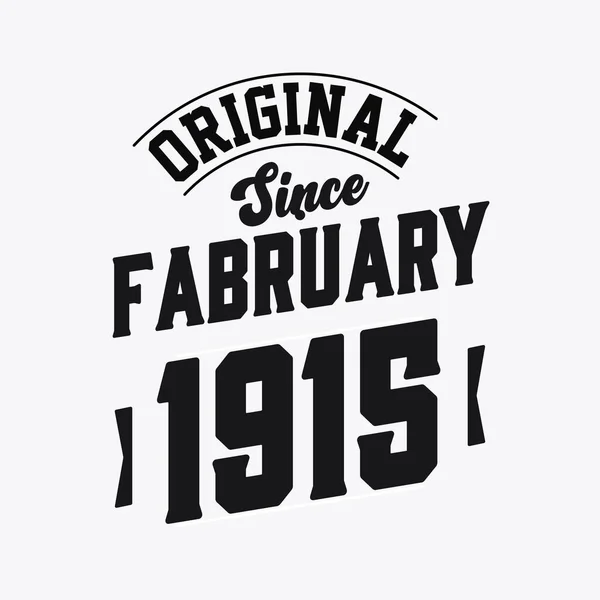 Doğum Tarihi Şubat 1915 Retro Vintage Birthday Şubat 1915 — Stok Vektör