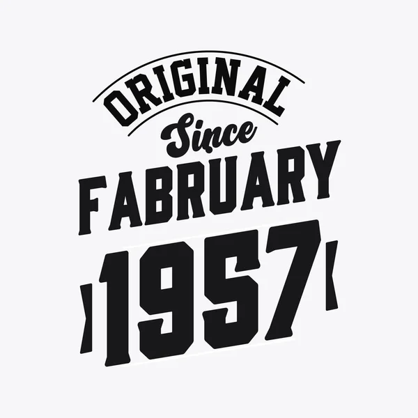 Lahir Pada Februari 1957 Retro Vintage Birthday Original February 1957 - Stok Vektor