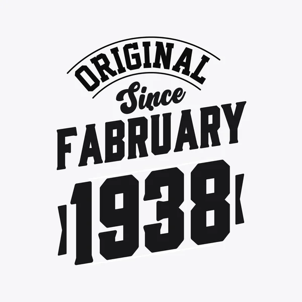 Született 1938 Februárjában Retro Vintage Születésnap Eredeti 1938 Februárja Óta — Stock Vector