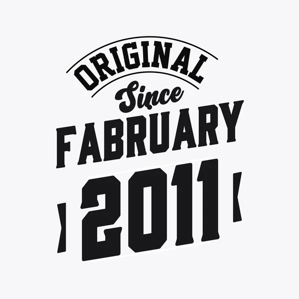 Urodzony Lutym 2011 Roku Retro Vintage Birthday Oryginalny Tekst February — Wektor stockowy