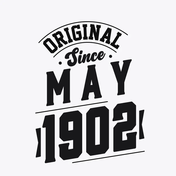 Mayıs 1902 Doğumlu Retro Vintage Birthday Orijinal Mayıs 1902 — Stok Vektör