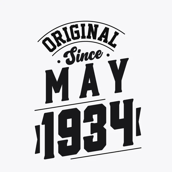 Nascido Maio 1934 Retro Vintage Birthday Original May 1934 —  Vetores de Stock