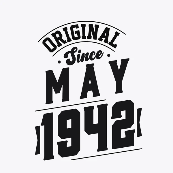Born May 1942 Retro Vintage Birthday Original May 1942 — Stock Vector