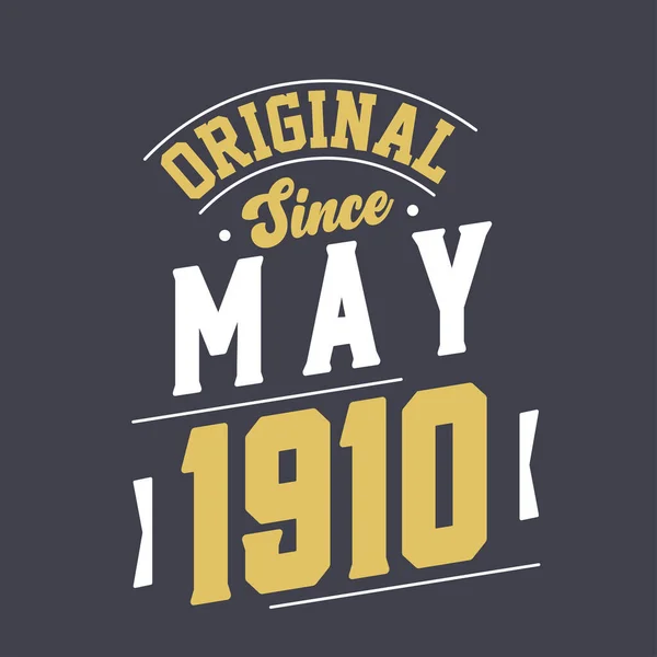 Mayıs 1910 Dan Beri Orijinal Doğum Mayıs 1910 Retro Vintage — Stok Vektör