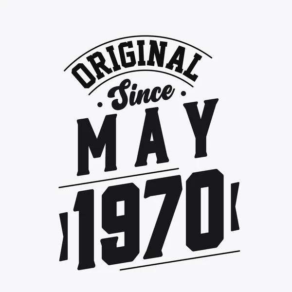 Geboren Mai 1970 Retro Vintage Birthday Original Seit Mai 1970 — Stockvektor