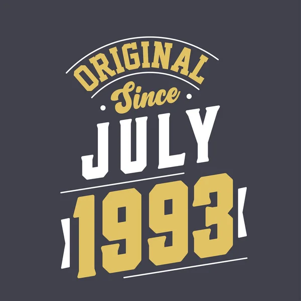 Orijinal Temmuz 1993 Ten Beri Doğum Temmuz 1993 Retro Vintage — Stok Vektör