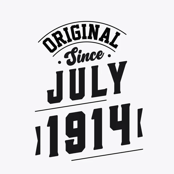 Geboren Juli 1914 Retro Vintage Verjaardag Origineel Sinds Juli 1914 — Stockvector