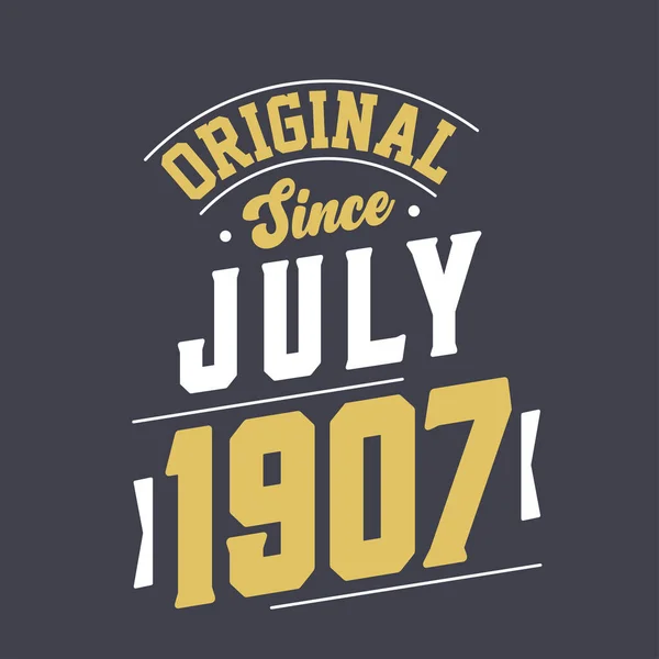 Originale Dal Luglio 1907 Nato Nel Luglio 1907 Retro Vintage — Vettoriale Stock