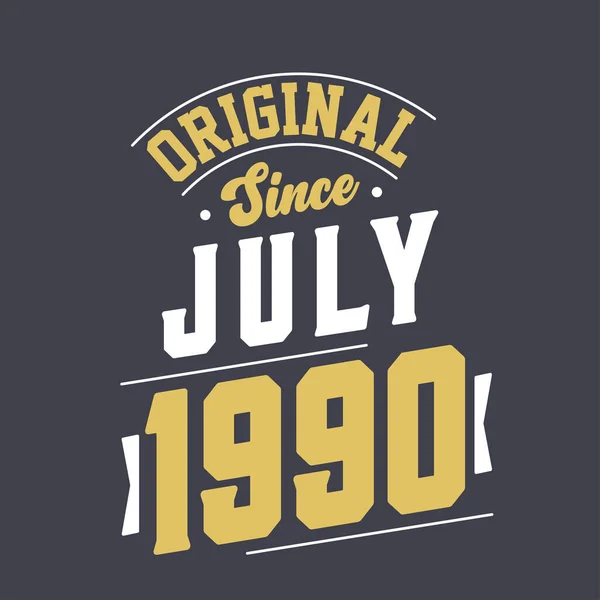 Orijinal Temmuz 1990 Dan Beri Doğum Temmuz 1990 Retro Vintage — Stok Vektör