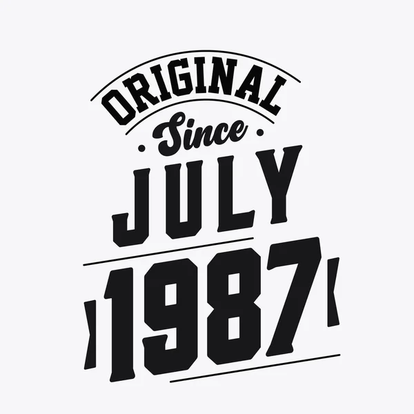 Nascido Julho 1987 Retro Vintage Birthday Original July 1987 — Vetor de Stock