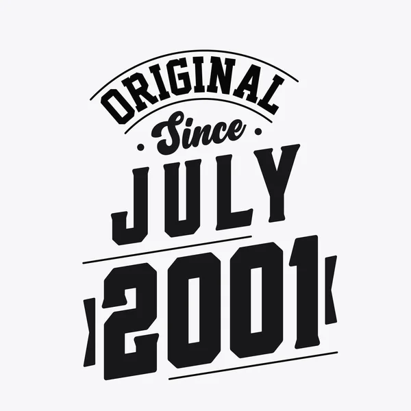 Urodzony Lipcu 2001 Roku Retro Vintage Birthday Oryginalny Tekst July — Wektor stockowy