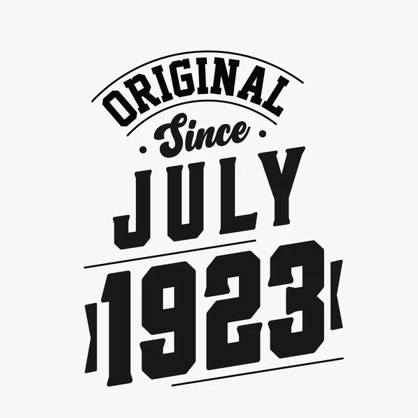Juillet 1923 Retro Vintage Anniversaire Original Depuis Juillet 1923 — Image vectorielle