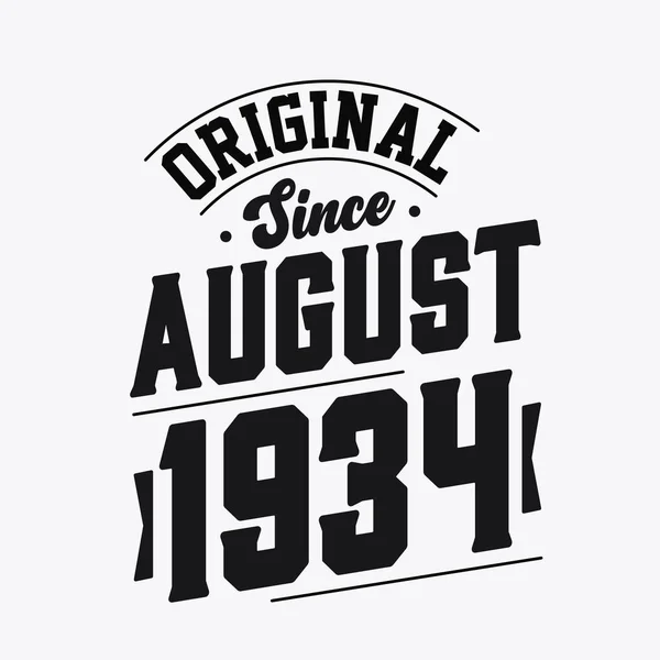 Geboren August 1934 Retro Vintage Geburtstag Original Seit August 1934 — Stockvektor