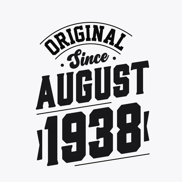 Nato Nell Agosto 1938 Retro Vintage Compleanno Originale Dall Agosto — Vettoriale Stock