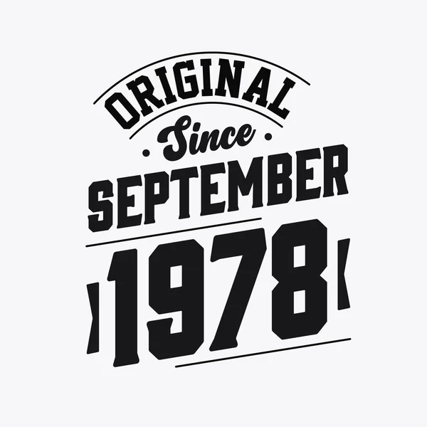 Septembre 1978 Retro Vintage Anniversaire Original Depuis Septembre 1978 — Image vectorielle