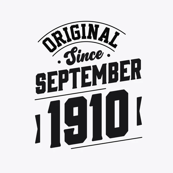 Nacido Septiembre 1910 Cumpleaños Retro Vintage Original Desde Septiembre 1910 — Archivo Imágenes Vectoriales