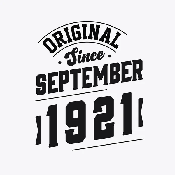 Geboren September 1921 Retro Vintage Geburtstag Original Seit September 1921 — Stockvektor