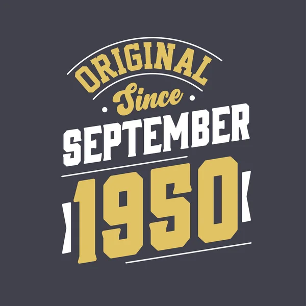 Original Siden September 1950 Født September 1950 Retro Vintage Fødselsdag – Stock-vektor