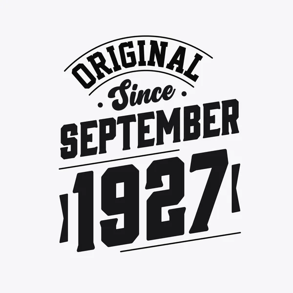 Urodzony Wrześniu 1927 Roku Retro Vintage Birthday Oryginalny Tekst September — Wektor stockowy