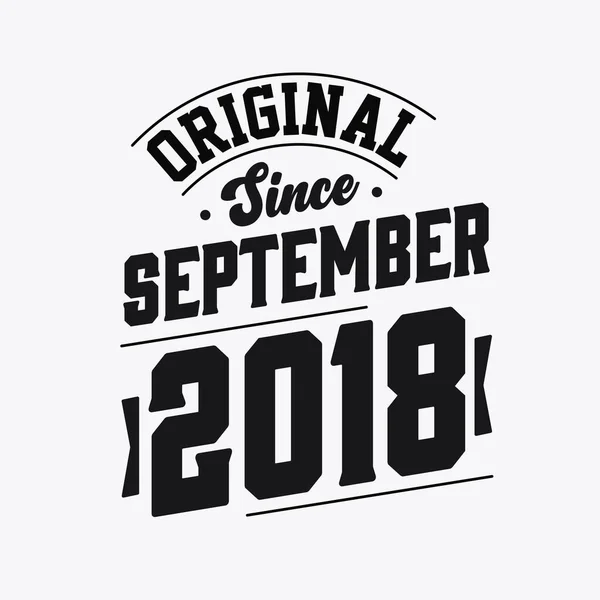 2018年9月生まれレトロヴィンテージ誕生日 2018年9月からオリジナル — ストックベクタ