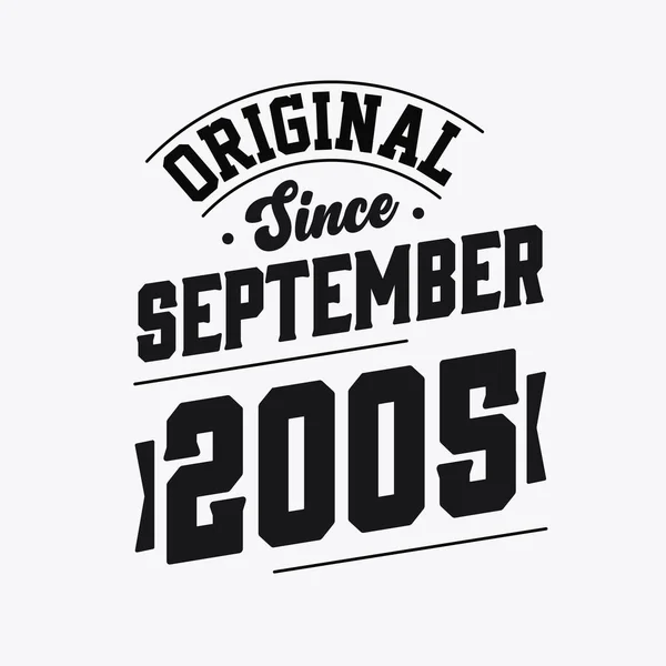 Eylül 2005 Doğumlu Retro Vintage Birthday Orijinal Eylül 2005 Ten — Stok Vektör