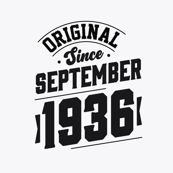 Geboren September 1936 Retro Vintage Geburtstag Original Seit September 1936 — Stockvektor