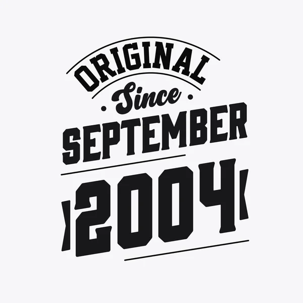Born September 2004 Retro Vintage Birthday Original September 2004 — Stock Vector