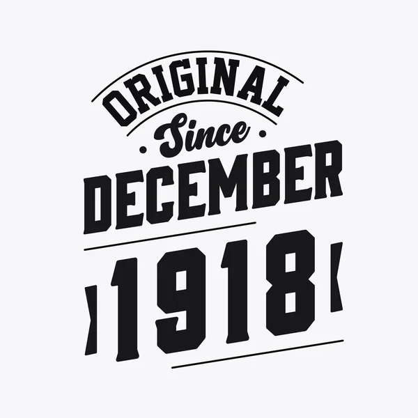 Doğum Tarihi Aralık 1918 Retro Vintage Birthday Orijinal Aralık 1918 — Stok Vektör