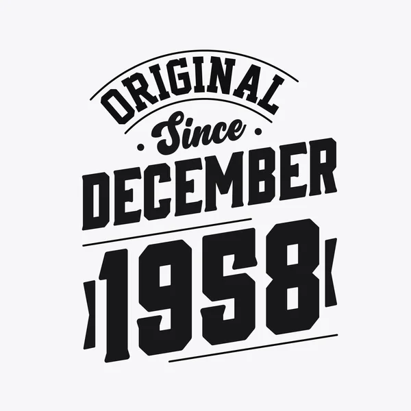 Urodzony Grudniu 1958 Roku Retro Vintage Birthday Oryginalny Tekst December — Wektor stockowy