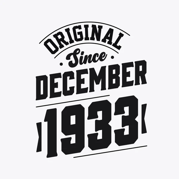 Lahir Desember 1933 Retro Vintage Ulang Tahun Asli Sejak Desember - Stok Vektor