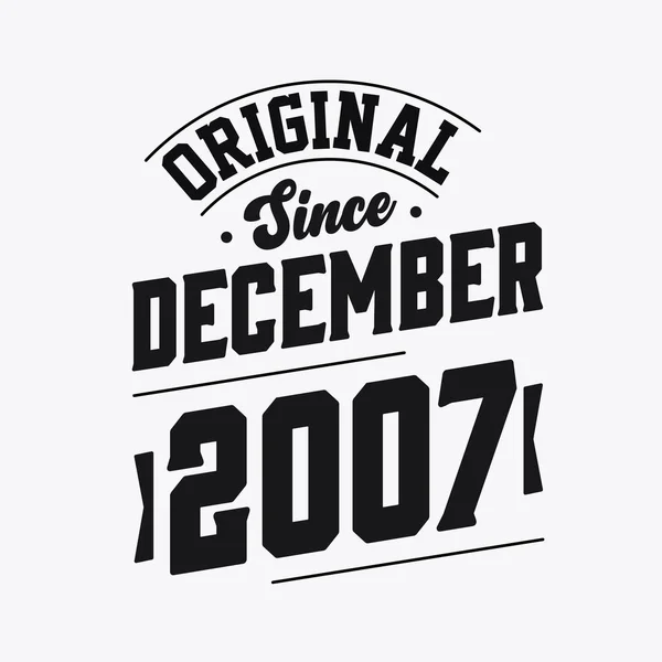 Nascido Dezembro 2007 Retro Vintage Birthday Original December 2007 — Vetor de Stock
