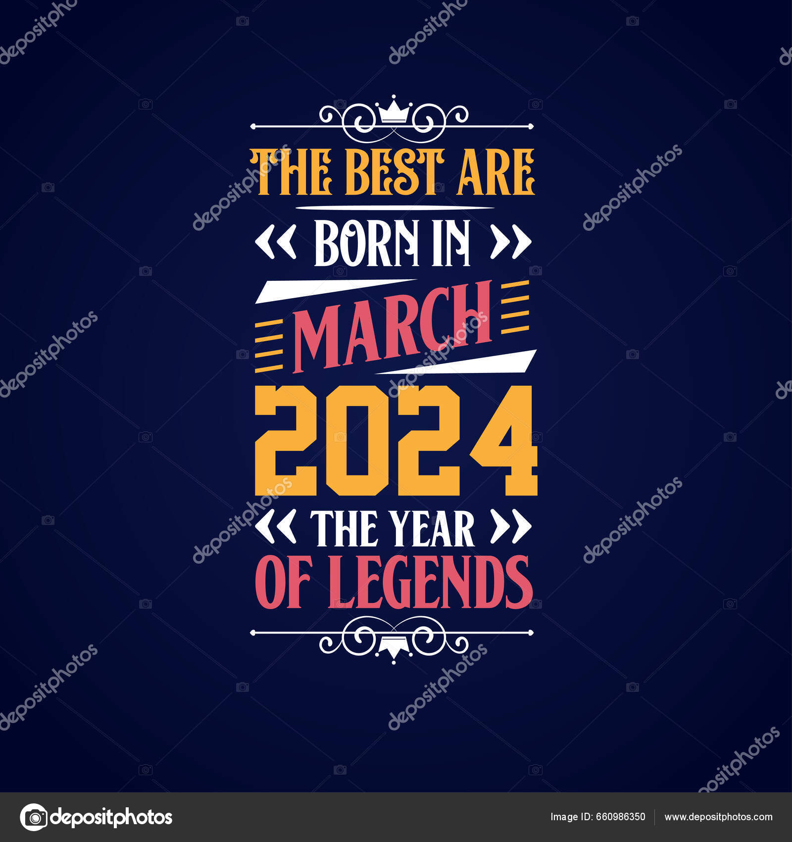 Best Born March 2024 Born March 2024 Legend Birthday Stock Vector by