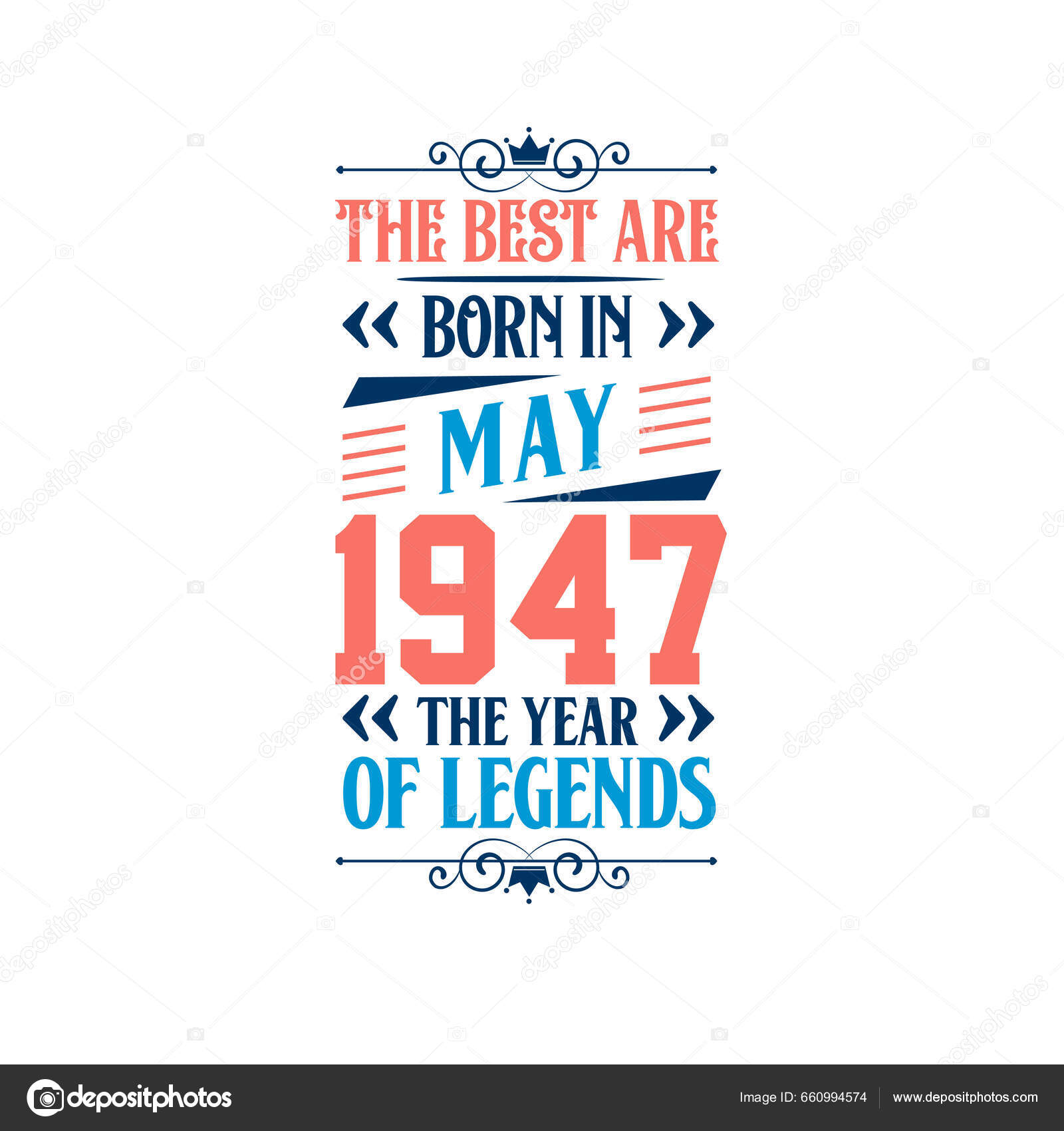 Best Born May 1947 Born May 1947 Legend Birthday Stock Vector by