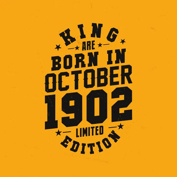 Kral Ekim 1902 Doğdu Kral Ekim 1902 Doğdu Retro Vintage — Stok Vektör