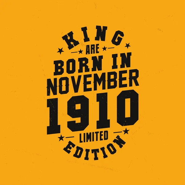 Kral Kasım 1910 Doğdu Kral Kasım 1910 Doğdu Retro Vintage — Stok Vektör
