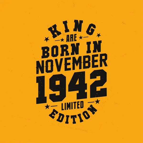 King Born November 1942 King Born November 1942 Retro Vintage — Stock Vector