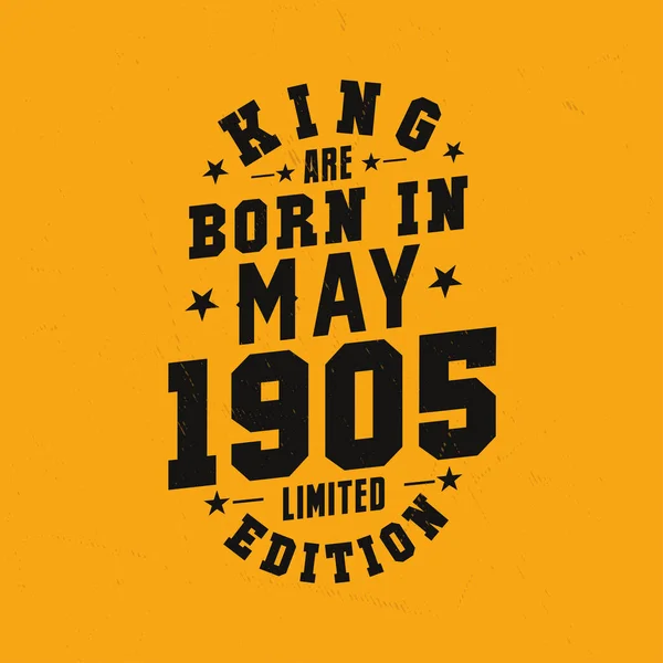 King Born May 1905 King Born May 1905 Retro Vintage — Stock Vector