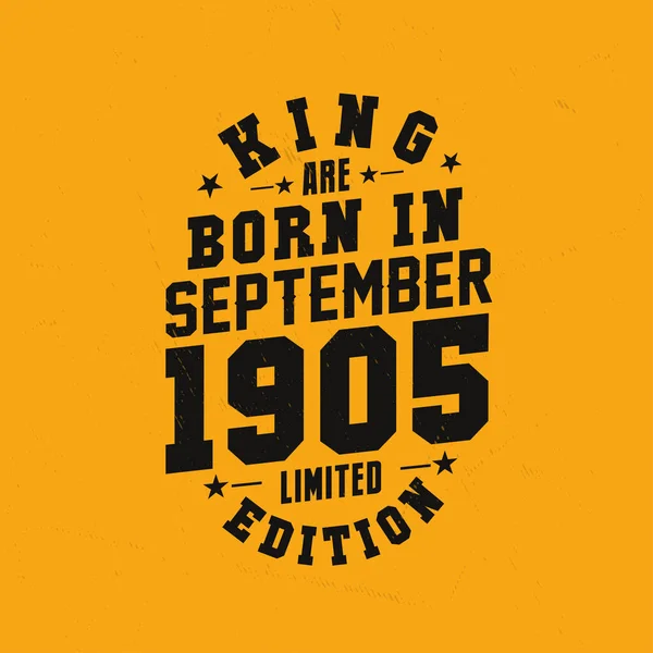 国王生于1905年9月 国王生于1905年9月复古复古生日 — 图库矢量图片