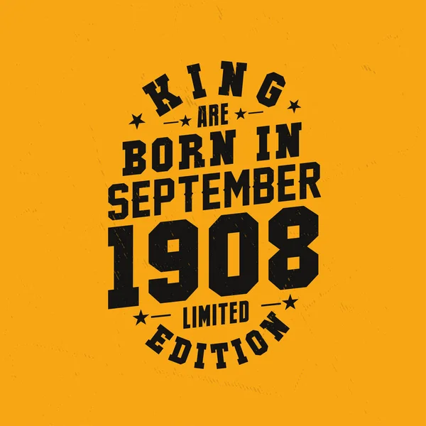 国王生于1908年9月 国王生于1908年9月复古复古生日 — 图库矢量图片