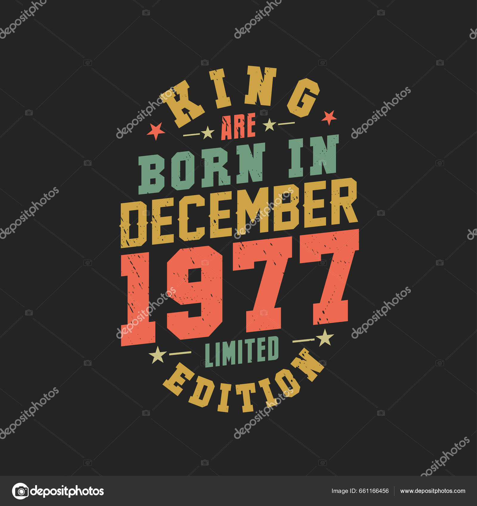 King Born December 1977 King Born December 1977 Retro Vintage Stock