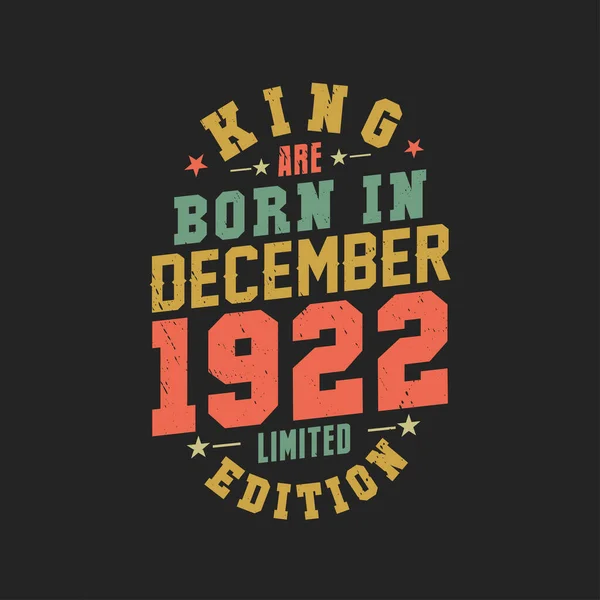 King Born December 1922 King Born December 1922 Retro Vintage — Stock Vector