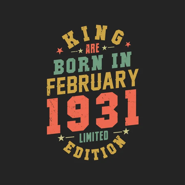 Kral Şubat 1931 Doğdu Kral Şubat 1931 Doğdu Retro Vintage — Stok Vektör